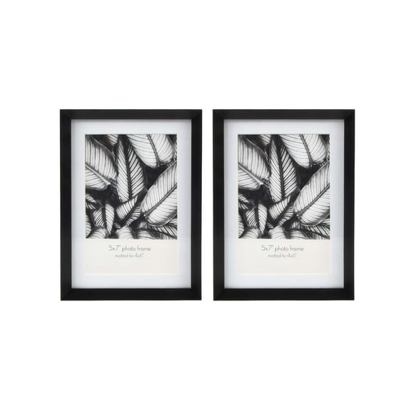 Prinz 5x7 Matted to 4x6 Metal Table Top Picture Frame in Black, 2 Pack