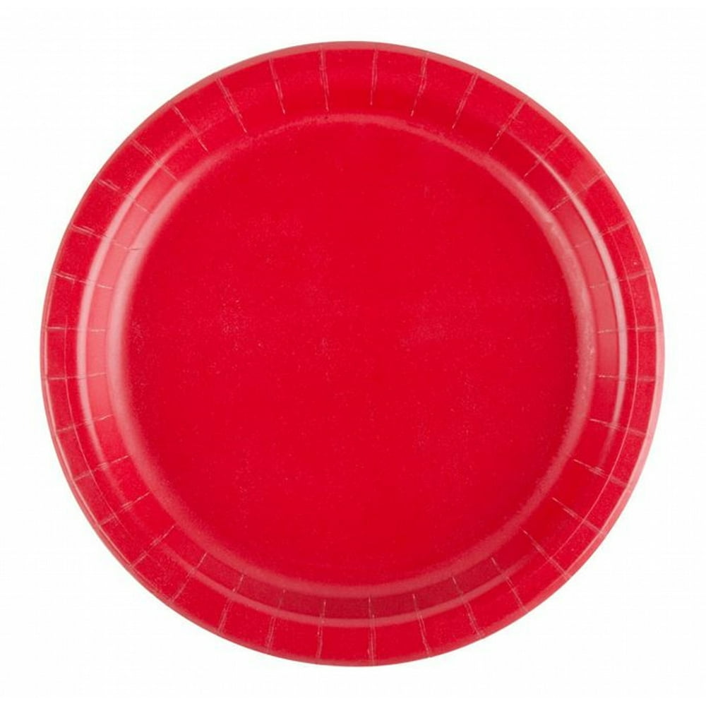 24 Plates 7" Paper Dessert Plates Wax Coated Red