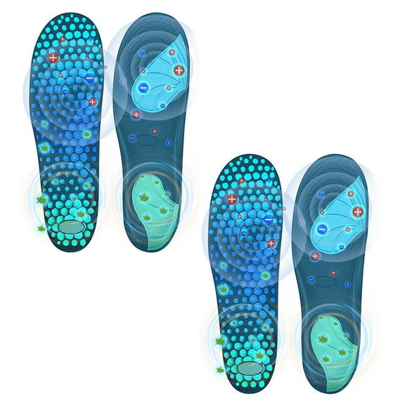 Grofry 2 Pairs Acupressure Insoles Breathable Ice Silk Pain Relief Shoes Inserts Anti-slip Shock Absorbing Men Women Orthopedic Cushioning Massage Foot Pads