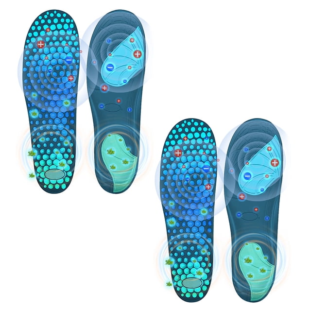 Visland 2 Pairs Acupressure Insoles Breathable Ice Silk Pain Relief Shoes Inserts Anti-slip Shock Absorbing Men Women Orthopedic Cushioning Massage Foot Pads