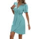 thumbnail image 3 of Vestido Informal de Verano para Mujer, de Corta y Cuello en V, para Vacaciones, Estilo Midi Cruzado con Efecto Piel de Serpiente. Cian M, 3 of 9