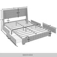 thumbnail image 3 of Castle Place Square Weave Contemporary Velvet Queen Platform Bed With Storage, Silver Grey, 3 of 11