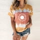 thumbnail image 2 of Gibobby Playera de Verano para Mujer Camiseta de manga corta con cuello redondo y estampado de girasol para mujer(Caqui,CH), 2 of 4