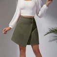 thumbnail image 5 of Annhoo Summer Skirts for Women Button down High Waist Asymmetrical Wrap Mini Skirt Casual Front Slit Skirt, 5 of 6