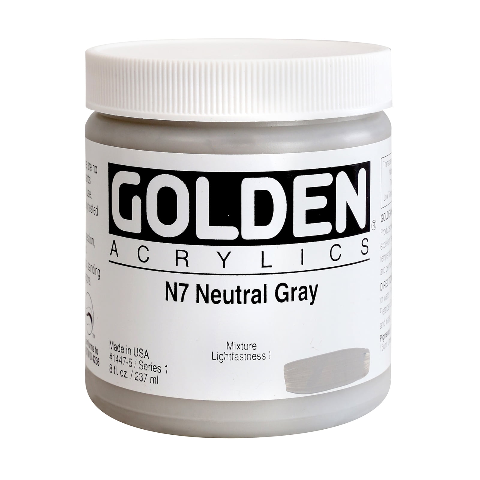 Golden Heavy Body Artist Acrylics - Neutral Gray N7, 8 oz Jar