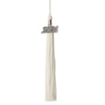 COLLEGE TASSEL 24 IN BLACK SUEDE SILVER HARDWARE