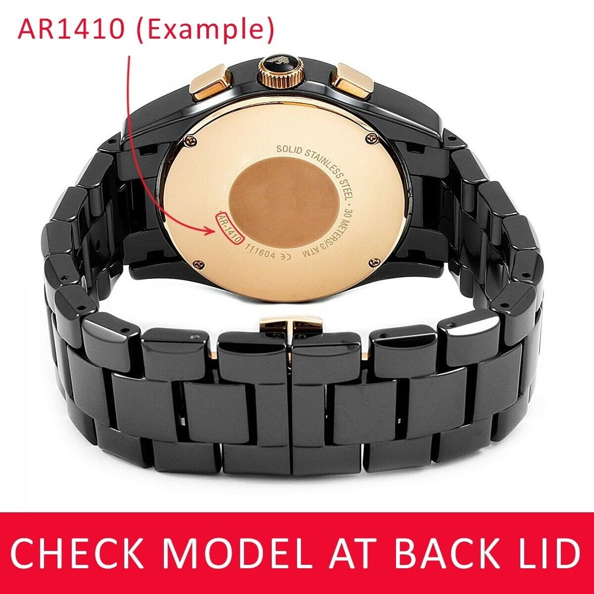 Navy Whirlpool Monograph For EMPORIO ARMANI AR1410 Ceramic Black Strap Band Bracelet Watch 22mm Mens  Pins | Walmart Canada