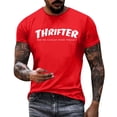 thumbnail image 2 of Afdoent Mens T Shirts Male Letter Printed Short Sleeve Crew Neck T Shirt With Floral Fashion Trend Bottom Shirt Soft Comfort Tee Shirts, 2 of 5
