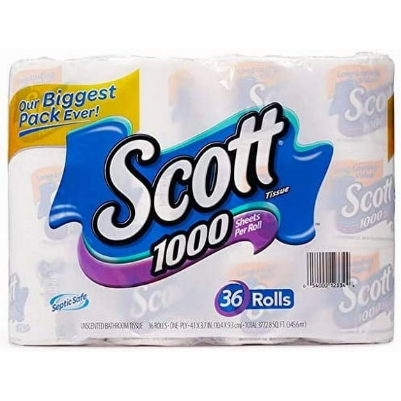 Avi Glatt Scott, 1000 Sheets Per Roll Toilet Paper, 36 Rolls Bath Tissue