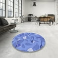 thumbnail image 4 of Ahgly Company Machine Washable Indoor Square Transitional Blue Ribbon Blue Area Rugs, 7' Square, 4 of 7