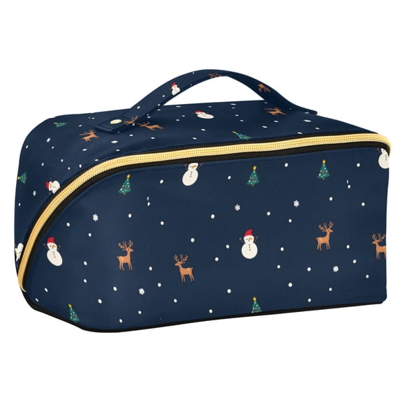 FORMRS Makeup Bag Travel Cosmetic Organizer for Women Fold Flat Zipper Pouch with Handle, Christmas Whimsy