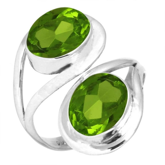 925 Sterling Silver Ring Peridot Quartz Handmade Jewelry