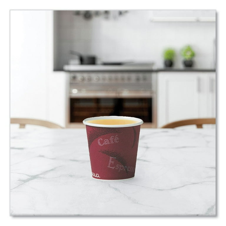 Single-Sided Poly Paper Hot Cups, 4 oz, Bistro Design, 50/Pack, 20 Pack/Carton Single-Sided Poly Paper Hot Cups, 4 oz, Bistro Design, 50/Pack, 20 Pack/Carton