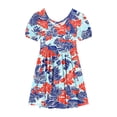 thumbnail image 7 of Auroural Girls Clothes 14-16 Outfits Girl's Flower Print Round Neck Short Sleeve Dress Classic Girls Back Summer Dress, 7 of 7
