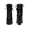 thumbnail image 2 of BLISSFUL STEP Women's Ankle Boots Chunky Heel Lace Up Buckle Platform Side Zipper Round Toe Boots Black 6, 2 of 7