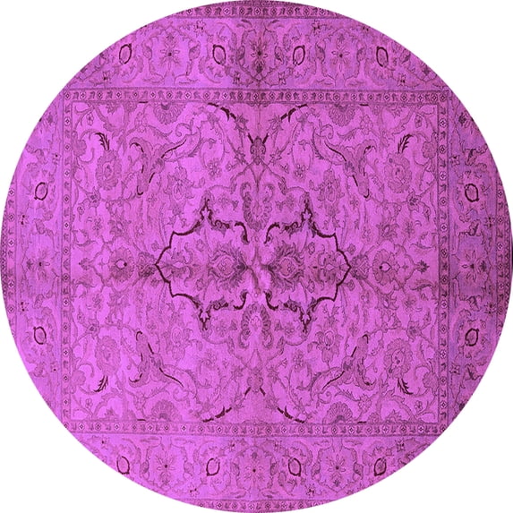 Ahgly Company Indoor Round Oriental Purple Traditional Area Rugs, 7' Round