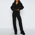 thumbnail image 4 of hotojiny Womens Lounge Set 2 Piece Outfits Casual Loose Long Sleeve Pullover Tops and Wide Leg Pants Matching Clothes, 4 of 7
