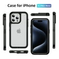thumbnail image 3 of for iPhone 15 Pro Max Case: Dual Layer Protective Heavy Duty Cell Phone Case Shockproof Rugged Bumper Tough - Military Grade Drop Tested Phone Case Wireless Charging for iPhone 15 Pro Max, Black+Clear, 3 of 8