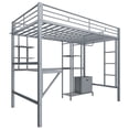 thumbnail image 6 of Zimtown Twin Loft Bed with Desk, Metal Bunk Bed, Gray, 6 of 12