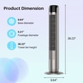 thumbnail image 2 of 35” Tower Fan, 5 Speeds, 4 Modes, 60° Oscillation, 12H Timer, Child Lock, Portable Cooling Fan for Bedroom, Office, Desk, or Table, Titanium Metallic gray, 2 of 7