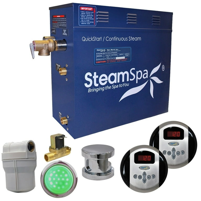 Royal 12kW QuickStart Steam Bath Generator Package with Built-In Auto Drain in Polished Chrome Royal 12kW QuickStart Steam Bath Generator Package with Built-In Auto Drain in Polished Chrome
