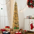 thumbnail image 4 of Gymax 7 FT Pre-Lit Artificial Christmas Tree Slime Pencil Christmas Tree w/ Pine Needles, 4 of 10