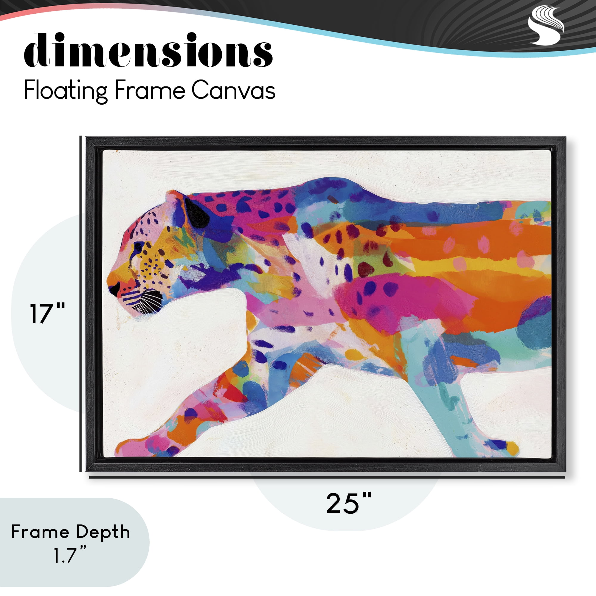 Stupell Industries Vibrant Hued Cheetah In Motion Black Framed Floater Canvas Wall Art, design by Chromatic Storm Studio