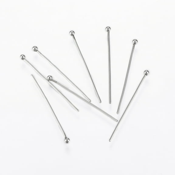100pc 304 Stainless Steel Ball Head Pins Stainless Steel Color 30x0.8mm 20 Gauge Head: 2mm