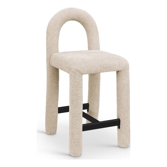 Meridian Furniture Amari Beige Chenille Fabric Stool