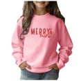 thumbnail image 1 of Chandail à Capuche de Noël pour Filles Lettres Joyeuses Manches Longues Mode Décontractée Col Rond Chandail d'Hiver Confortable pour Enfants, 1 of 4