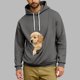 thumbnail image 5 of Ceisia Pet Carrier Hoodie Long-Sleeve for Men with Cotton Fabric Solid Color Drawstring Dogs Cats Pockets Dark Gray XXXXL Gift, 5 of 5