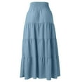 thumbnail image 5 of HGIEYS Womens White Maxi Skirt Summer Boho Long Pleated A-Line Flowy Elastic High Waist Beach Tiered Skirt, 5 of 9