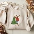 thumbnail image 2 of Christmas Moose Embroidered Sweatshirt | Holiday Animal Embroidery Shirt | Funny Winter Moose Embroidered Top, 2 of 5
