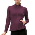 thumbnail image 1 of Women Sport Jacket Turtleneck Slim Fit Full Zip Pockets Quick Dry Outdoor Running Track Jackets, 1 of 8