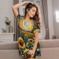 thumbnail image 3 of Sikiie Starry Sky Moon Sunflower Print Women's Short-sleeved Nightdress, Round Neck Pullover Nightdress Pajamas Summer Home Wear, 3 of 6
