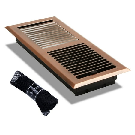 

Akicon Stripe Design 4 x10 Floor Register with Trap Net Copper
