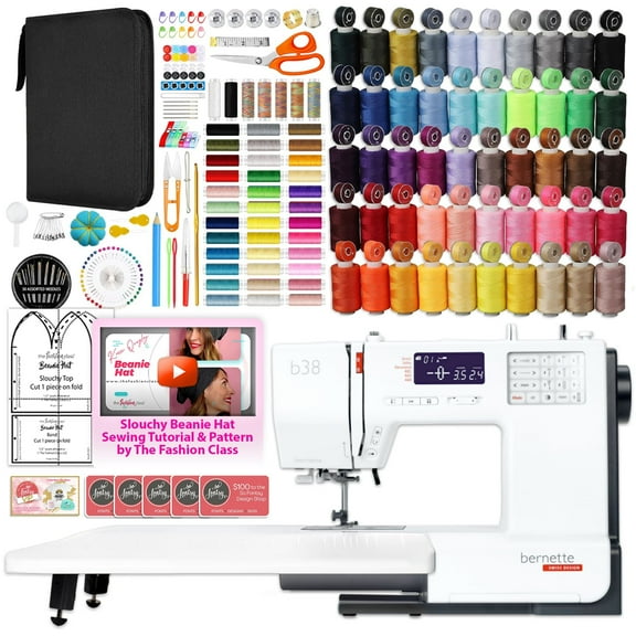 Bernette B38 Top End Sewing Machine with Sewing Thread & 200  Accessories
