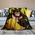 thumbnail image 2 of JEUXUS Monkey Blanket for Girls - 40x50 Inches Flannel Blankets - Soft Fuzzy Plush Throws Gift - Black Funny Throw Blanket for Couch, Sofa, 2 of 6