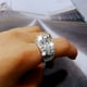 thumbnail image 5 of Plated Chunky Ring Pear Shaped Zirconia Wedding Ring For Women, 5 of 9