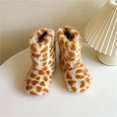 thumbnail image 7 of Miluxas Girls Boys Kids Faux Plush Boots Spotted Fuzzy Fluffy Warm Winter Snow Boots Flat Shoes Outdoor Soft Soled Cotton Boots Brown 12.5(30), 7 of 7