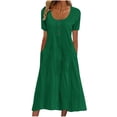 thumbnail image 1 of Robe d'Été Décontractée à Œillets pour Femmes, Robe Maxi Brodée Boho, Robe Longue Plissée, Vêtements Tendance pour Vacances à la Plage 2025, 1 of 6