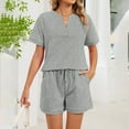 thumbnail image 2 of CHUMUD Womens 2 Piece Pajama Sets Short Sleeve V Neck Tops and Shorts with Drawstring Pockets Soft Sleepwear Casual Nightwear Pjs Lounge Set, 2 of 8
