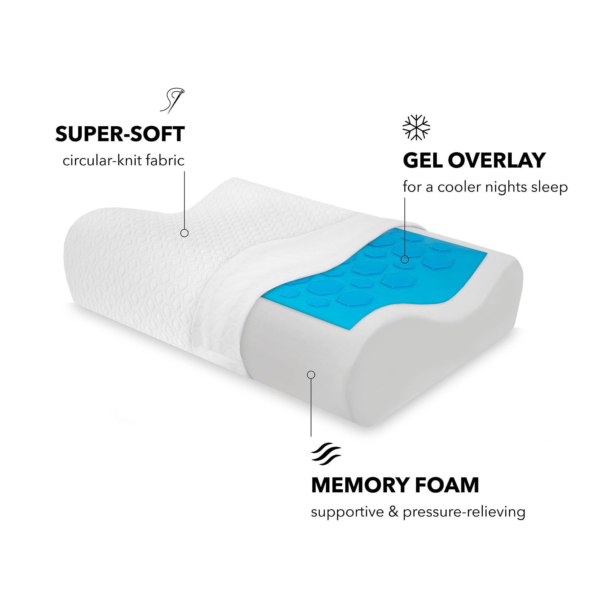 sensorpedic gel overlay memory foam pillow