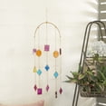 thumbnail image 2 of DecMode 34" Multi Colored Metal Indoor Outdoor Geometric Windchime with Stained Glass, 2 of 9
