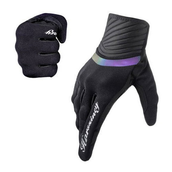 Harssiney Motorcycle Gloves for Men,Breathable Dirt Bike Riding ATV Motocross Glove Touchscreen with Knuckle TPR Palm Pad Protection ,Black Size L