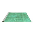 thumbnail image 2 of Ahgly Company Machine Washable Indoor Round Abstract Turquoise Blue Modern Area Rugs, 5' Round, 2 of 4