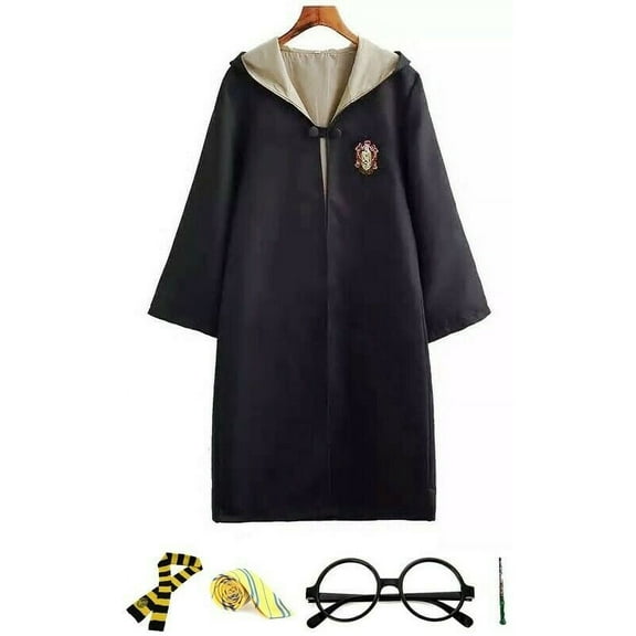 Harry Potter Hufflepuff House Robe With Scarf Tie Glasses & Wand Size L