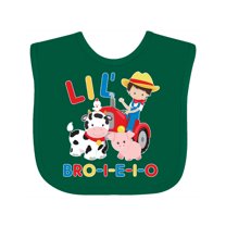 Inktastic Farmer Tractor EIEIO Little Bro Boys Baby Bib
