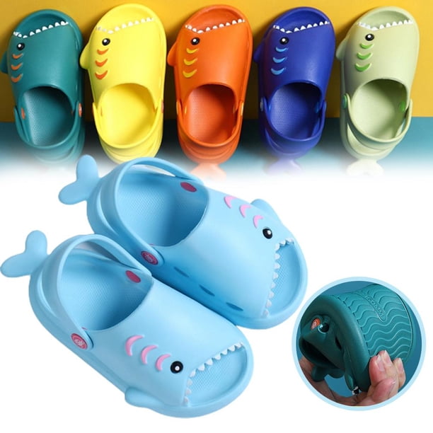 Zapatillas Impermeables De Tiburón De Dibujos Animados Para Niños, Sandalias Antideslizantes, Zapatillas De Casa De Playa De Verano Para Caminar En El Baño Del Jardín Kearding AP007364-14