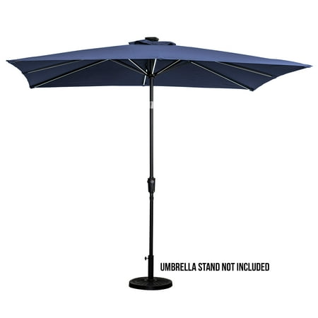 Sun Ray - 9'x7' Rectangular Next Gen Solar Lighted Umbrella - Navy